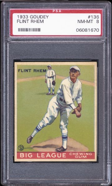 1933 Goudey #136 Flint Rhem PSA 8 NM/MT