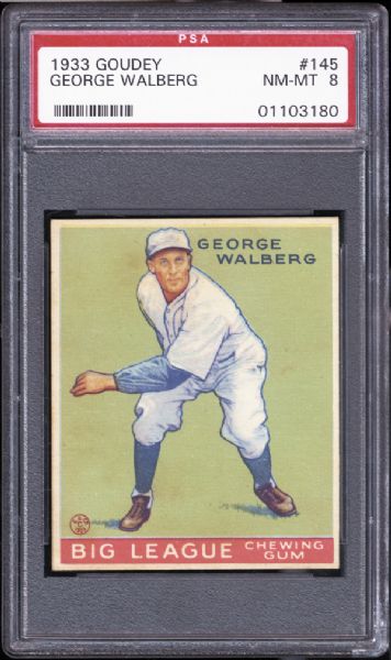 1933 Goudey #145 George Walberg PSA 8 NM/MT
