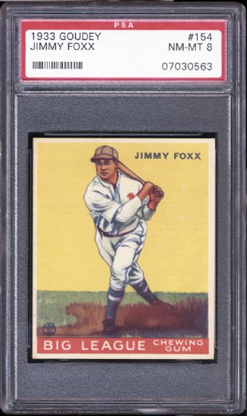 1933 Goudey #154 Jimmy Foxx PSA 8 NM/MT