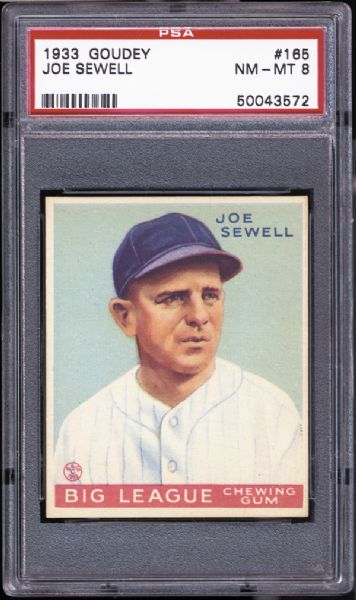 1933 Goudey #165 Joe Sewell PSA 8 NM/MT