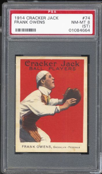 1914 Cracker Jack #74 Frank Owens PSA 8(ST) NM/MT
