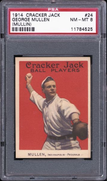 1914 Cracker Jack #24 George Mullen (Mullin) PSA 8 NM/MT