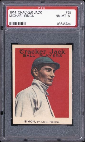 1914 Cracker Jack #25 Michael Simon PSA 8 NM/MT