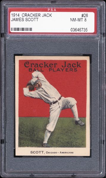 1914 Cracker Jack #26 James Scott PSA 8 NM/MT
