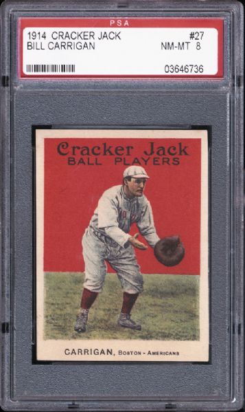 1914 Cracker Jack #27 Bill Carrigan PSA 8 NM/MT