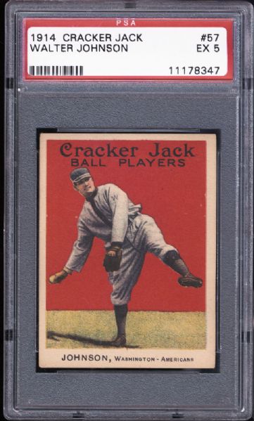1914 Cracker Jack #57 Walter Johnson PSA 5 EX