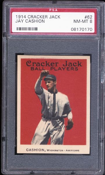 1914 Cracker Jack #62 Jay Cashion PSA 8 NM/MT