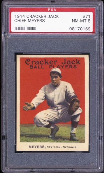 1914 Cracker Jack #71 Chief Meyers PSA 8 NM/MT