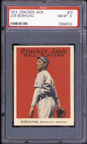 1914 Cracker Jack #72 Joe Boehling PSA 8 NM/MT