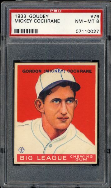 1933 Goudey #76 Mickey Cochrane PSA 8 NM/MT