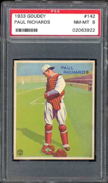 1933 Goudey #142 Paul Richards PSA 8 NM/MT