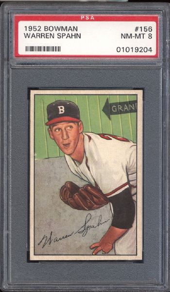 1952 Bowman #156 Warren Spahn PSA 8 NM/MT