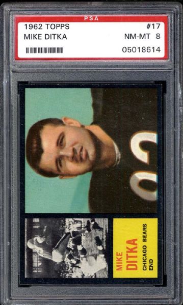 1962 Topps #17 Mike Ditka PSA 8 NM/MT