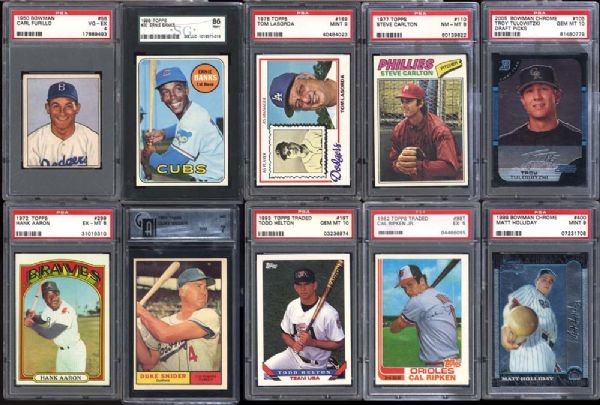 1950-2005 Baseball Graded Card Collection Group of (112) With Many Stars and HOFers