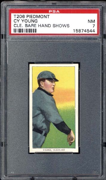 1909-11 T206 Piedmont Cy Young "Bare Hand Shows" PSA 7 NM