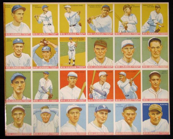Exceedingly Rare 1933 Goudey Final Production Sheet Featuring #53 Babe Ruth And Four Other Hall Of Famers