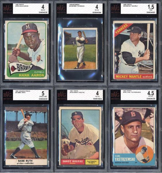 1950s-70s Baseball Hall of Fame and Star Group of (14) All BVG Graded