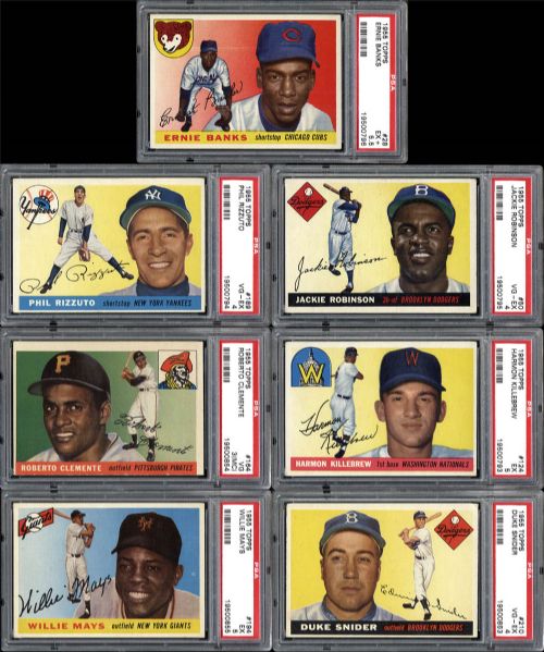 1955 Topps Baseball Near Complete Set 150 of 206 with PSA Graded
