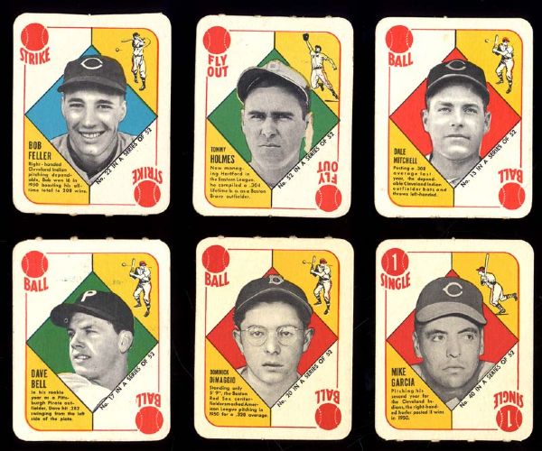 1951 Topps Red Back Group of (6) Different with Feller