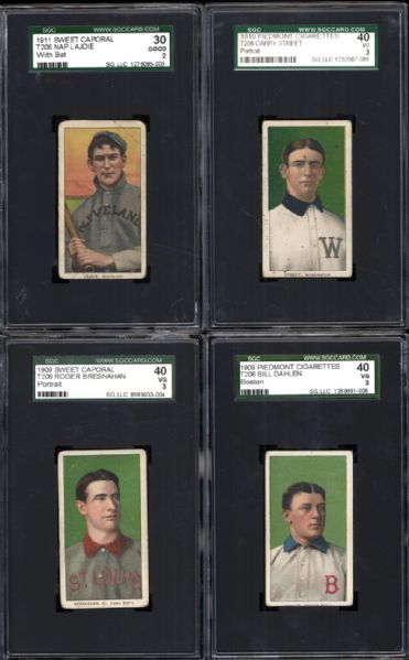 1911 T206 Group of 4 SGC Graded Cards