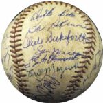 1956 Pittsburgh Pirates Team-Signed ONL (Giles) Ball with Clemente and Mazeroski (R) LOA JSA