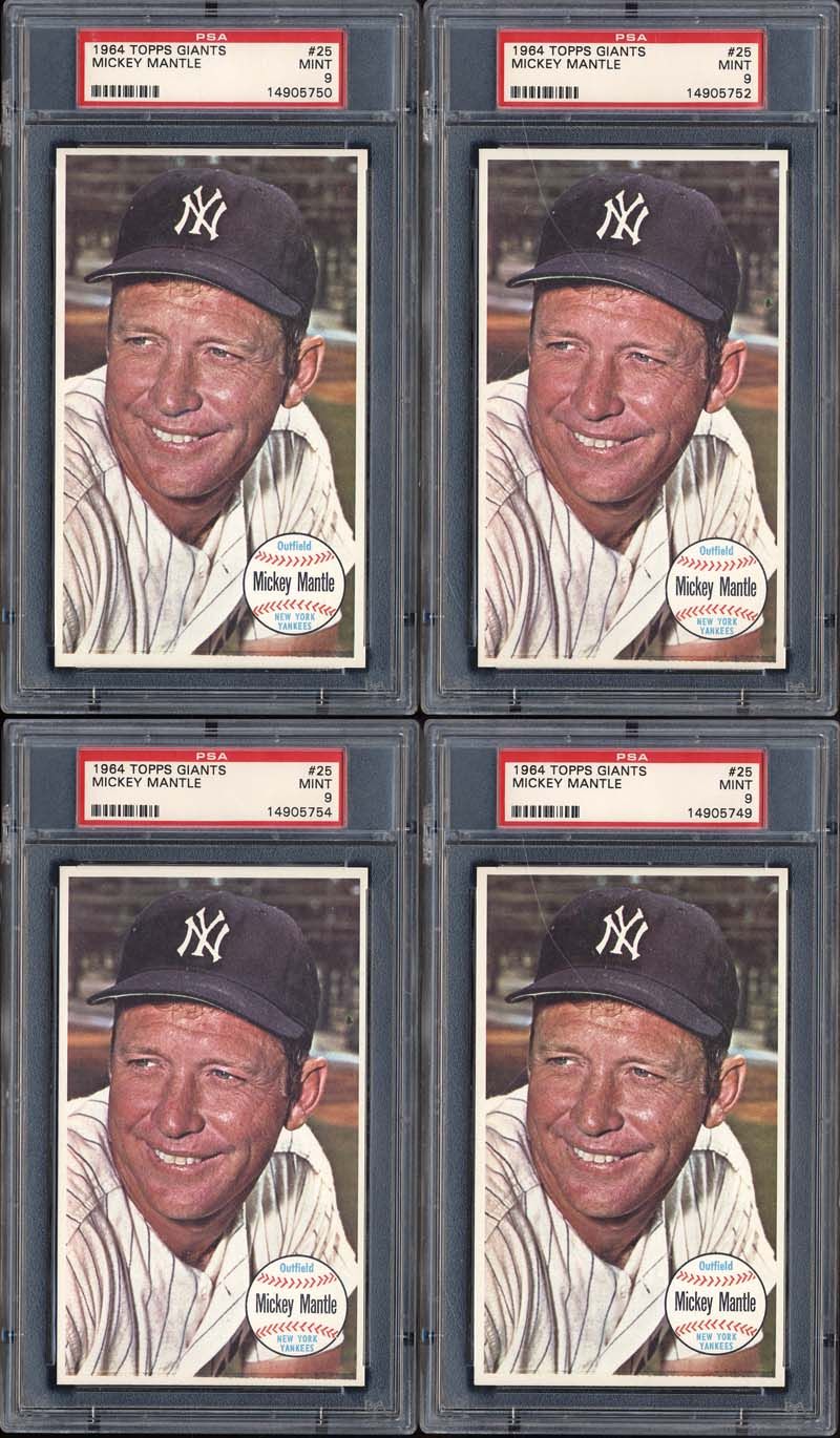 Lot Detail - 1964 Topps Giants #25 Mickey Mantle Group of (4) All PSA 9