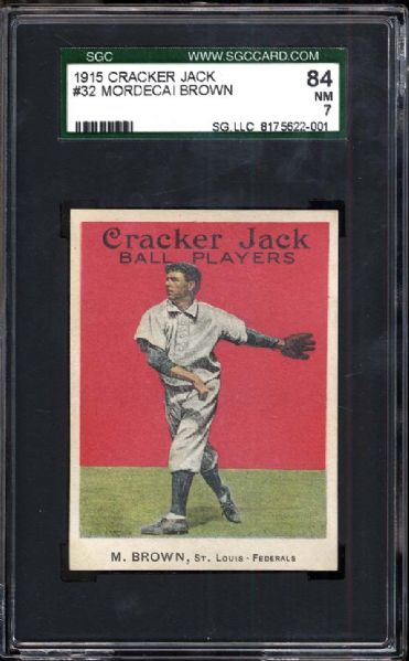 1915 Cracker Jack #32 Mordecai Brown SGC 84 NM 7