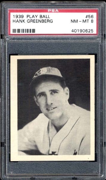 1939 Play Ball #56 Hank Greenberg PSA 8 NM/MT