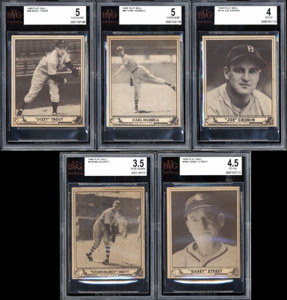 1940 Play Ball Group of 5 BVG Graded 