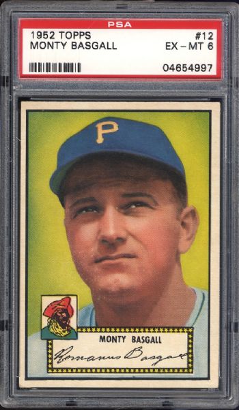 1952 Topps #12 Monty Basgall Red Back PSA 6 EX/MT