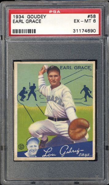 1934 Goudey #58 Earl Grace PSA 6 EX/MT