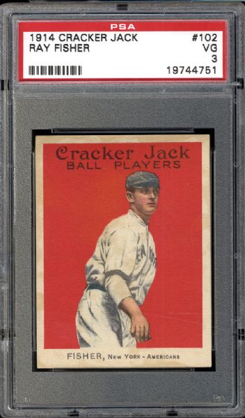 1914 Cracker Jack #102 Ray Fisher PSA 3 VG