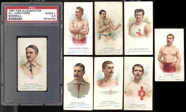 1887 N28 and N29 Allen & Ginter Group of Eight (8) Cards Including Caruthers and Mulvey