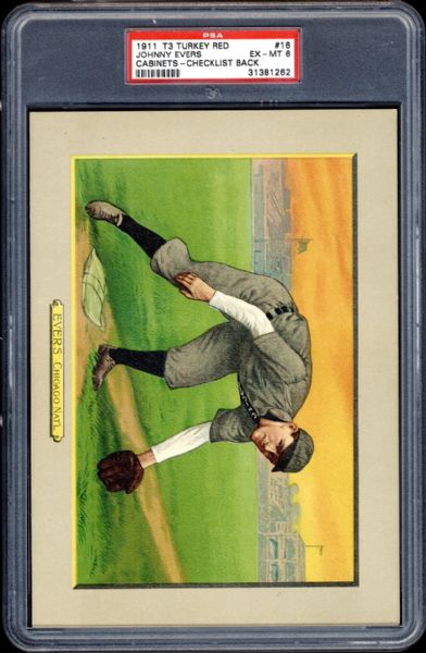 1911 T3 Turkey Red #16 Johnny Evers PSA 6 EX/MT One of Two with None Graded Higher