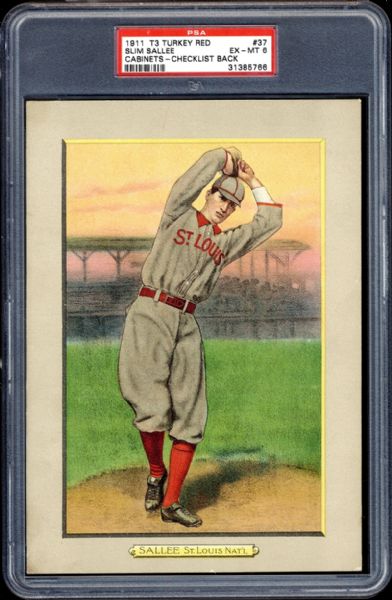 1911 T3 Turkey Red #37 Slim Sallee PSA 6 EX/MT One of One with Only Two Graded Higher by PSA