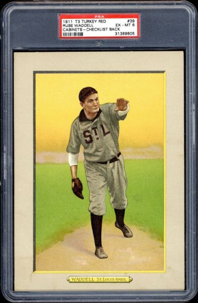 1911 T3 Turkey Red #39 Rube Waddell PSA 6 EX/MT with None Graded Higher By PSA