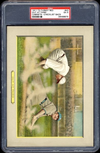 1911 T3 Turkey Red #43 Out at Third PSA 5 EX with Only Two Graded Higher by PSA