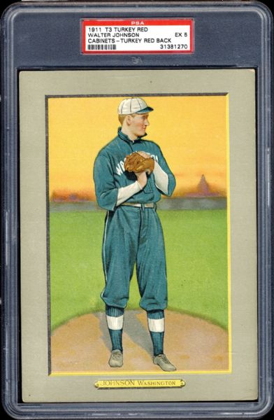 1911 T3 Turkey Red Walter Johnson Ad Back PSA 5 EX with Only Two Graded Higher by PSA