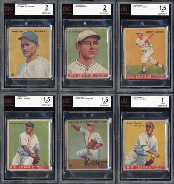 1933 Goudey Group of 6 All BVG Graded