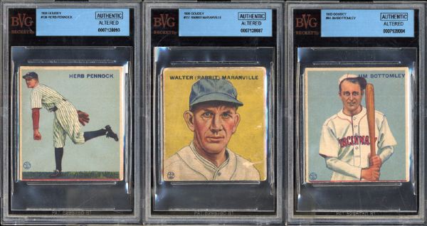 1933 Group of 3 HOFers BVG Authentic