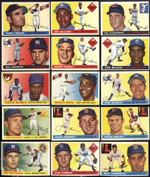 1955 Topps Baseball Partial Set with Hall of Famers & High Numbers