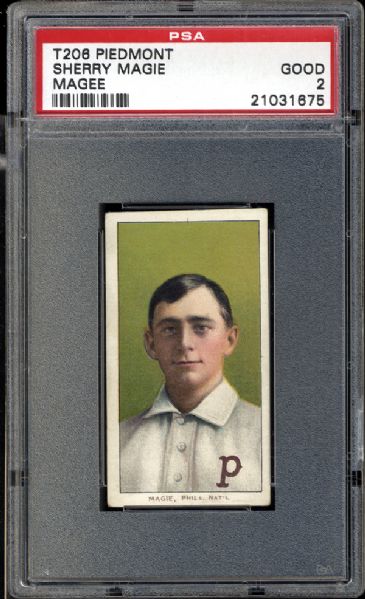 1909-1911 T206 Sherry Magie (Magee) Rare Variation PSA 2 GOOD