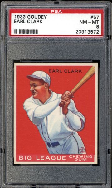 1933 Goudey #57 Earl Clark PSA 8 NM/MT