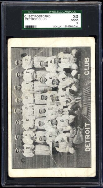 Circa 1907 Postcard Detroit Club With Cobb SGC 30 GOOD 2