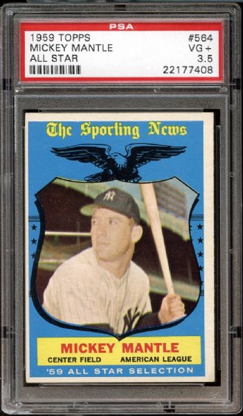 1959 Topps #564 Mickey Mantle All Star PSA 3.5 VG+