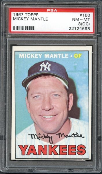 1967 Topps #150 Mickey Mantle PSA 8(OC) NM/MT