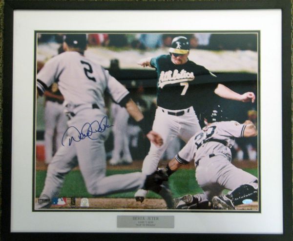 Derek Jeter New York Yankees Autographed Photo "Flip to Posada" 1/500 COA Steiner