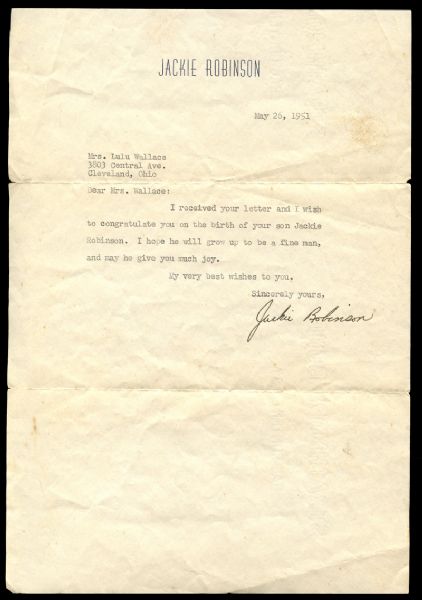 Jackie Robinson Signed Typed Letter