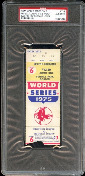 1975 World Series Game 6 Ticket Stub PSA AUTHENTIC