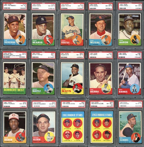 1963 Topps Baseball High Grade Complete Set with Many PSA Graded